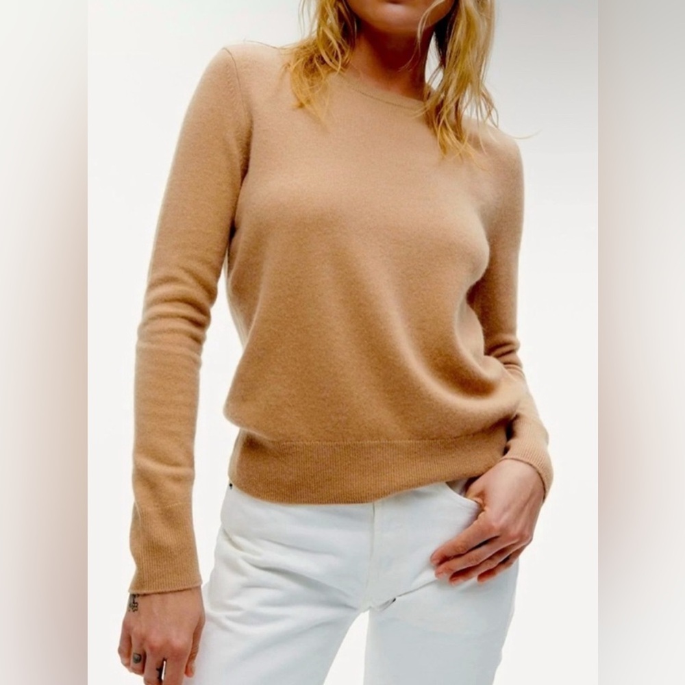 Naadam cashmere crewneck sweater size small tan